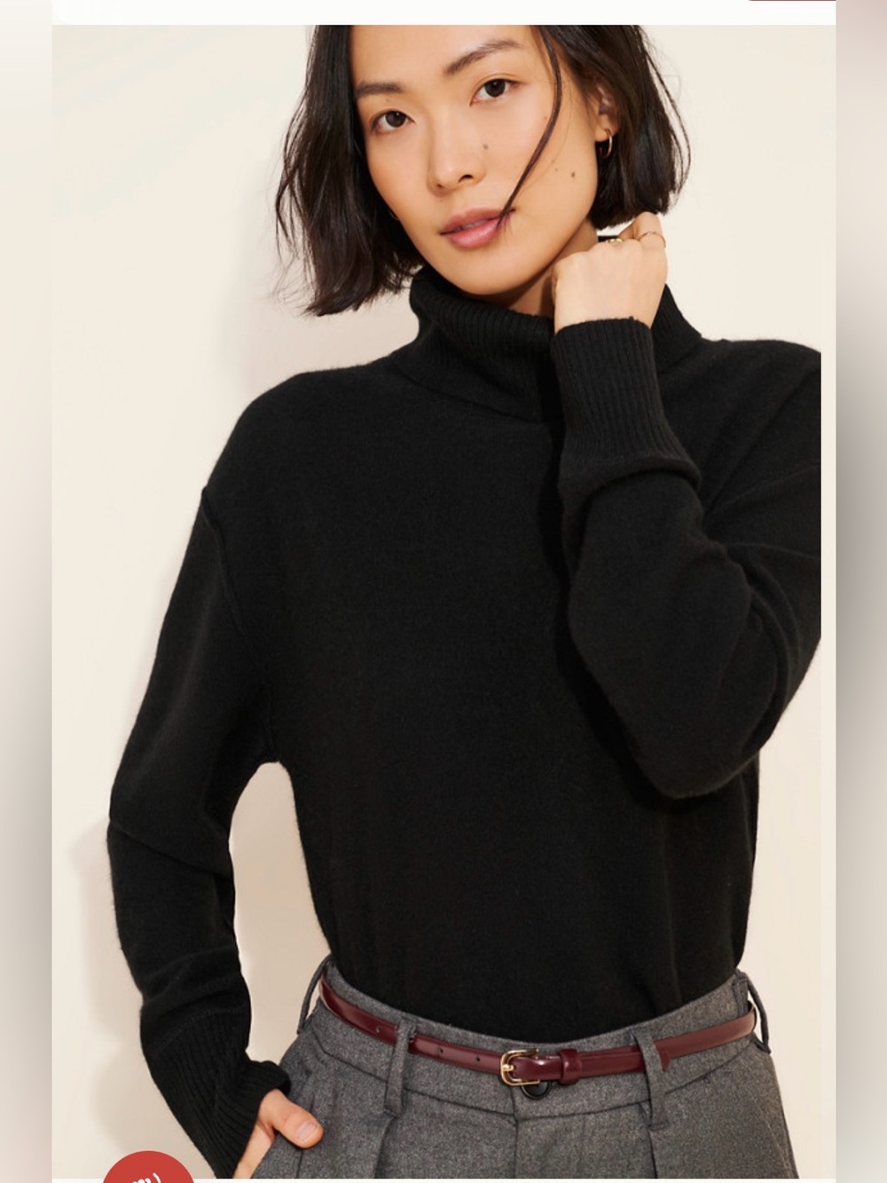 Free People Treasure 100% Cashmere Turtleneck Sweater Black , Small